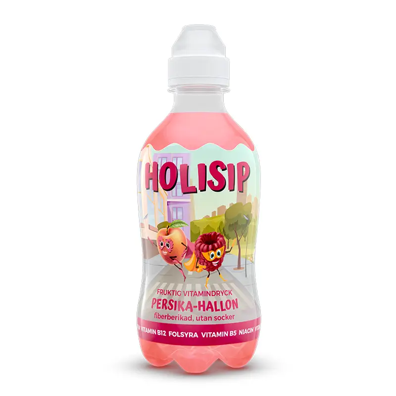 Fruktig Vitamindryck Persika/Hallon 12 x 35 cl från HOLISIP | #00008JM | Funktionsdryck