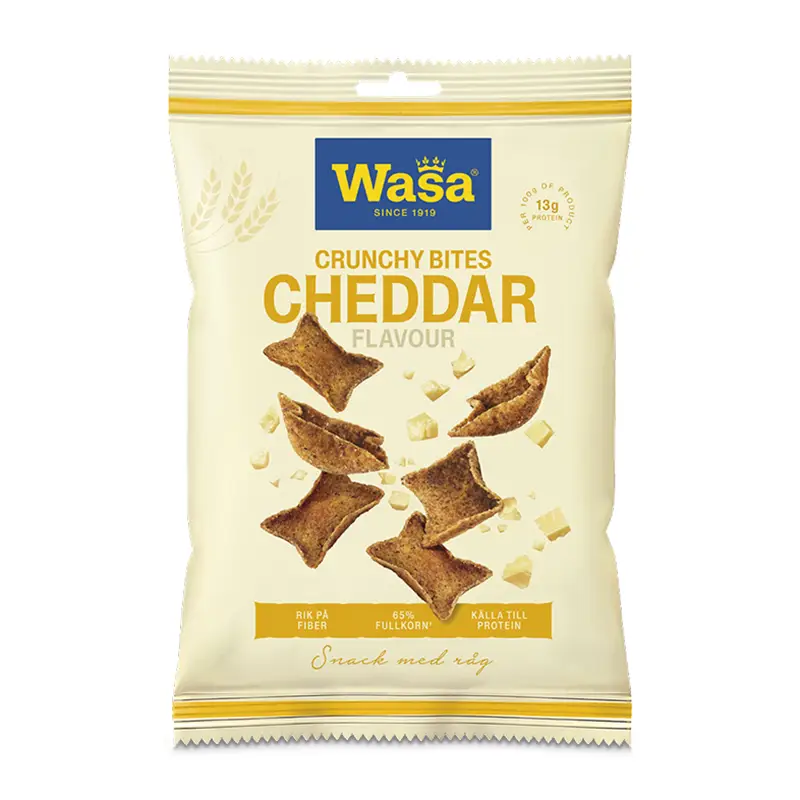 Crunchy Bites Cheddar 10 x 100 g från Wasa | #024963 | Ostbågar & Former