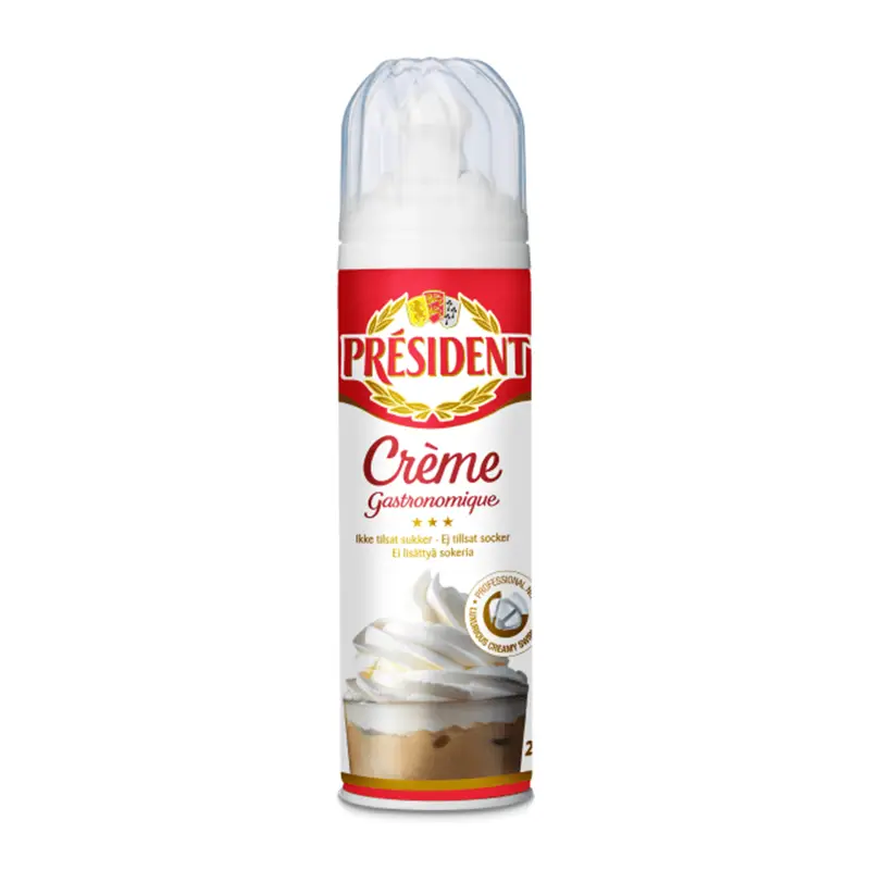 Spraygrädde utan Socker 12 x 250 g från President | #7975 | Grädde