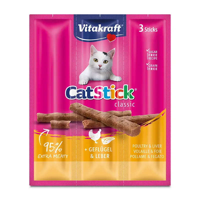Cat-Stick Kyckling/Lever 3-pack 20 x 3 st från Vitakraft | #10869 | Kattgodis