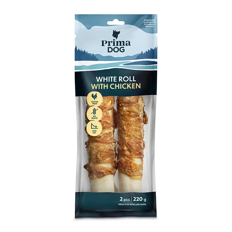 Hund Tuggrulle Vit med Kyckling 25cm 7 x 220 g från Brit Premium | #10051 | Hundgodis