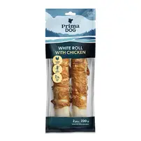 Hund Tuggrulle Vit med Kyckling 25cm