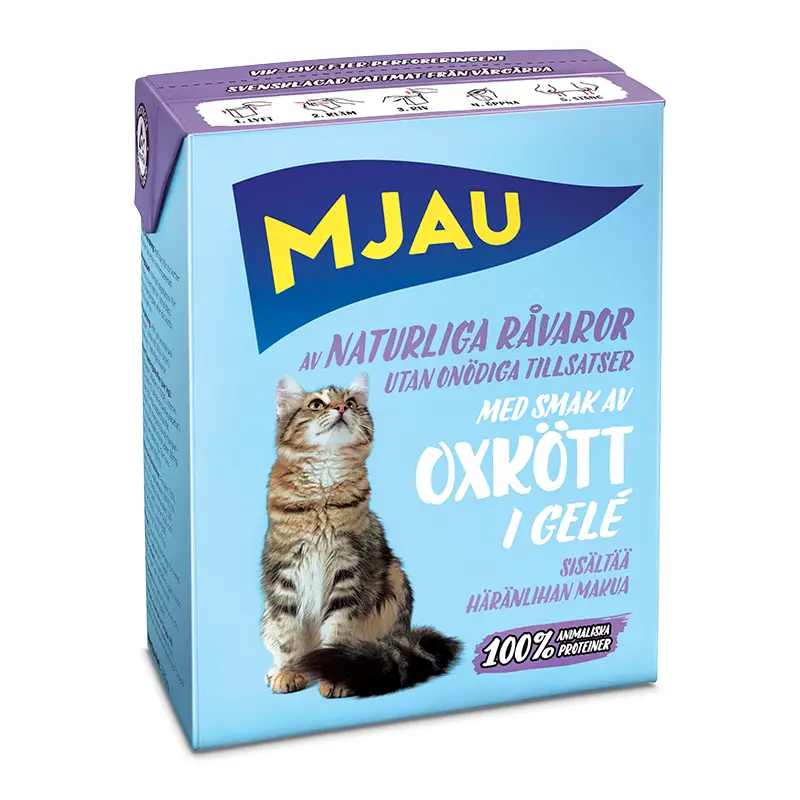 Katt Våtfoder Bitar i gelé Oxkött 16 x 370 g från Mjau | #3836 | Kattmat