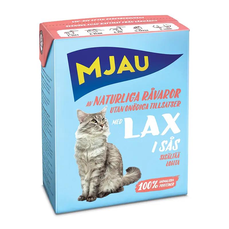 Katt Våtfoder Bitar i Sås Lax 16 x 370 g från Mjau | #3843 | Kattmat