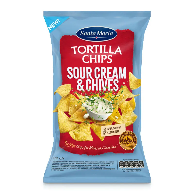 Tortilla Chips Sour Cream & Chives 10 x 185 g från Santa Maria | #200806 | Chips