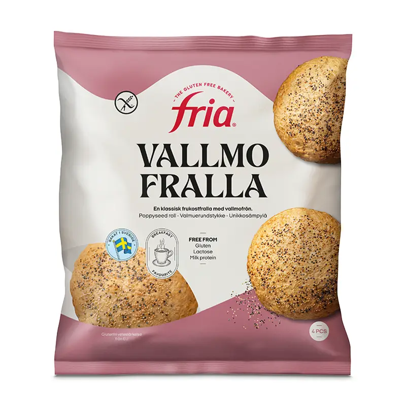 Vallmofralla Glutenfri 8 x 280 g från FRIA | #2603 | Frallor & Portionsbröd