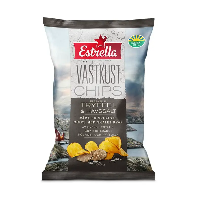 Västkustchips Tryffel 10 x 160 g från Estrella | #10001908 | Chips