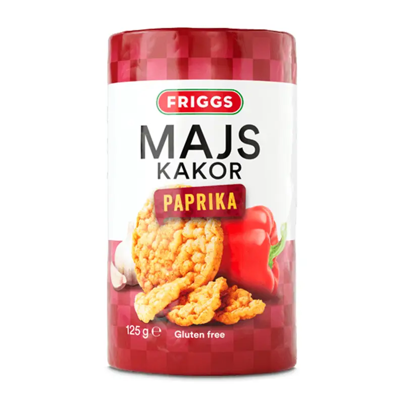 Majskaka Paprika Glutenfri 12 x 125 g från Friggs | #1003232 | Ris- & Majskakor