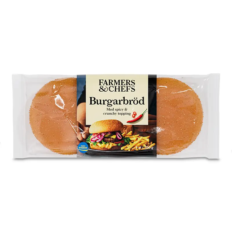 Hamburgerbröd Spicy & Crunchy Topping 8 x 260 g från Farmers & Chefs | #1010305 | Hamburgare