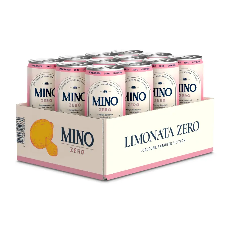 Jordgubb Rabarber Zero 12 x 33 cl från Mino | #1014721 | Lemonad