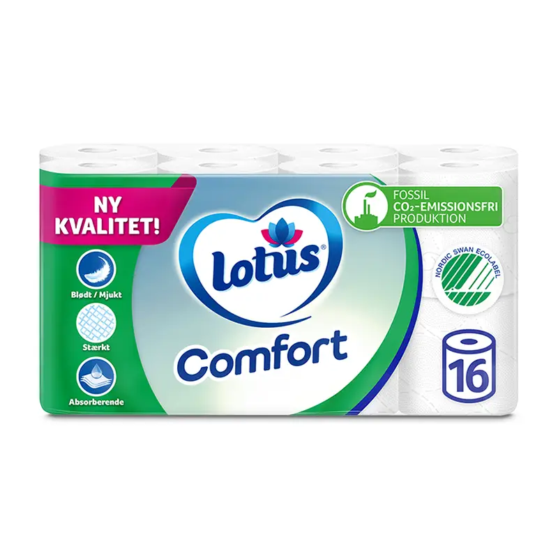 Comfort Toalettpapper 16-pack 60 x 16 st från Lotus | #101557 | Toalettpapper