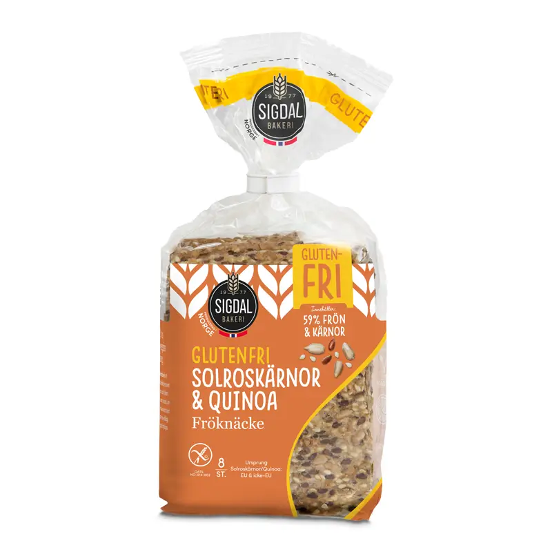 Fröknäcke Solros/Quinoa Glutenfri 14 x 190 g från Sigdal | #11111 | Salta Kex