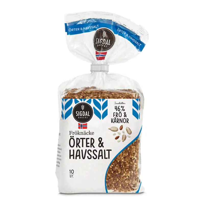 Fröknäcke Örter/Havssalt 12 x 220 g från Sigdal | #11126 | Salta Kex