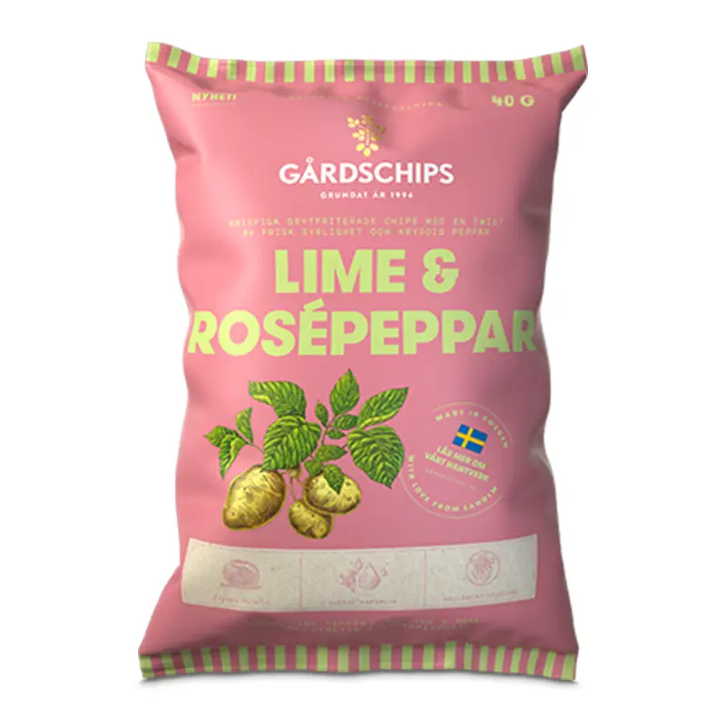 Lime & Rosépeppar 18 x 40 g från Gårdschips | #13033 | Chips