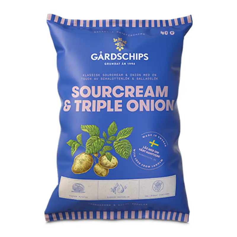 Sour Cream & Triple Onion 18 x 40 g från Gårdschips | #13038 | Chips