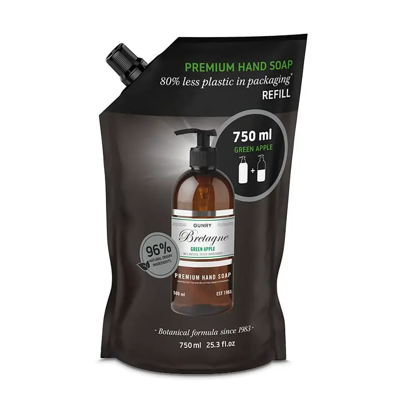 Flytande Tvål Premium Refill Green Apple 6 x 750 ml från Gunry | #131008 | Handtvålar