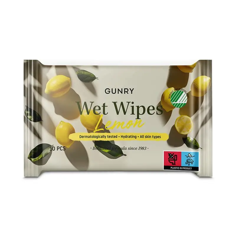 Wet Wipes Lemon 20 x 10 st från Gunry | #131600 | Hygienartiklar