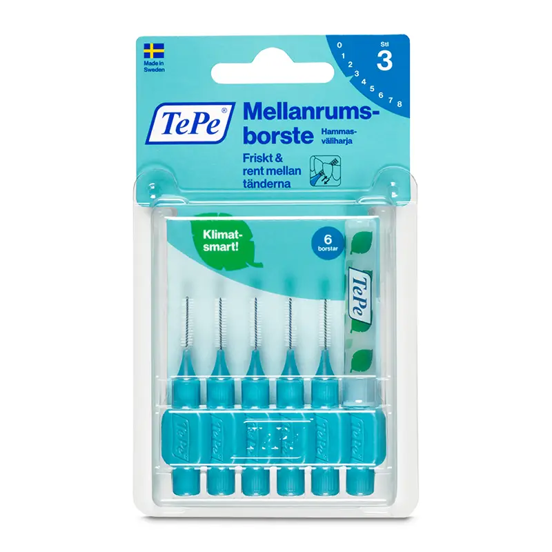 Mellanrumsborste 0,6mm Blå 10 x 6 st från TePe | #131640 | Munvård
