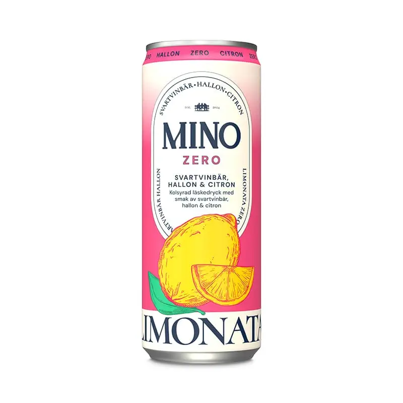 Hallon Svartvinbär Zero 24 x 33 cl från Mino | #1014437 | Lemonad