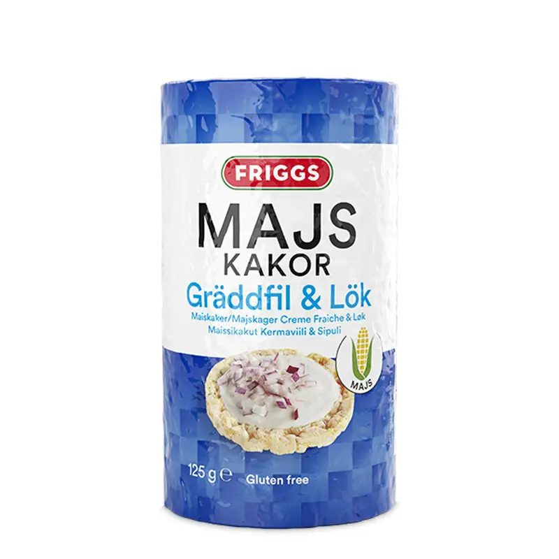 Majskaka Gräddfil & Lök 12 x 125 g från Friggs | #1605638 | Ris- & Majskakor