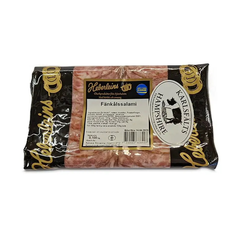 Fänkålssalami Skivat 12 x 100 g från Heberleins | #1642 | Salami