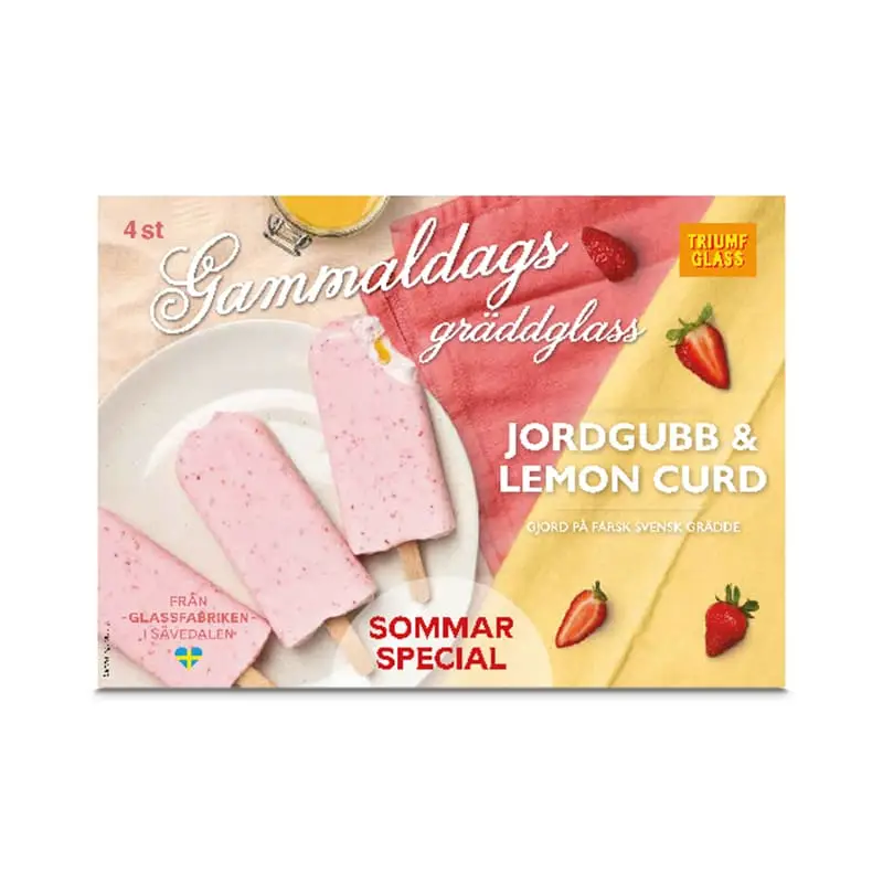 Jordgubb & Lemon Curd Glass 4-pack 7 x 4 st från Triumf Glass | #20045 | Pinnglass