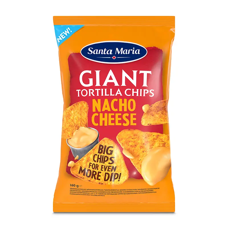 Giant Tortilla Chips Nacho Cheese 12 x 160 g från Santa Maria | #200970 | Chips