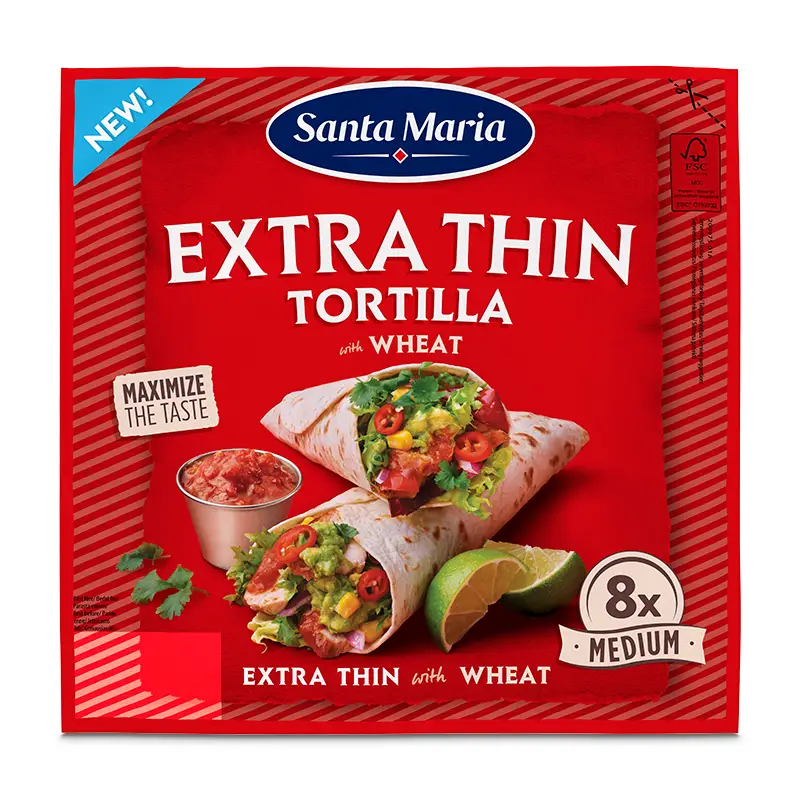 Tortilla Extra Thin Wheat (8-pack) 14 x 244 g från Santa Maria | #200975 | Tortilla & Taco