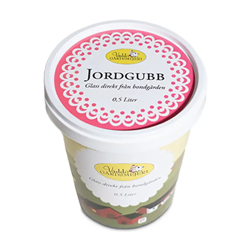 Jordgubb Glass 12 x 500 ml från Väddö Gårdsmejeri | #201 | Kulglass