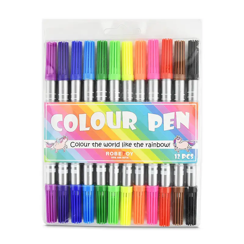 Färgpennor med Dubbelspets 12-pack 12 x 12 st från Robetoy | #22618 | Leksaker