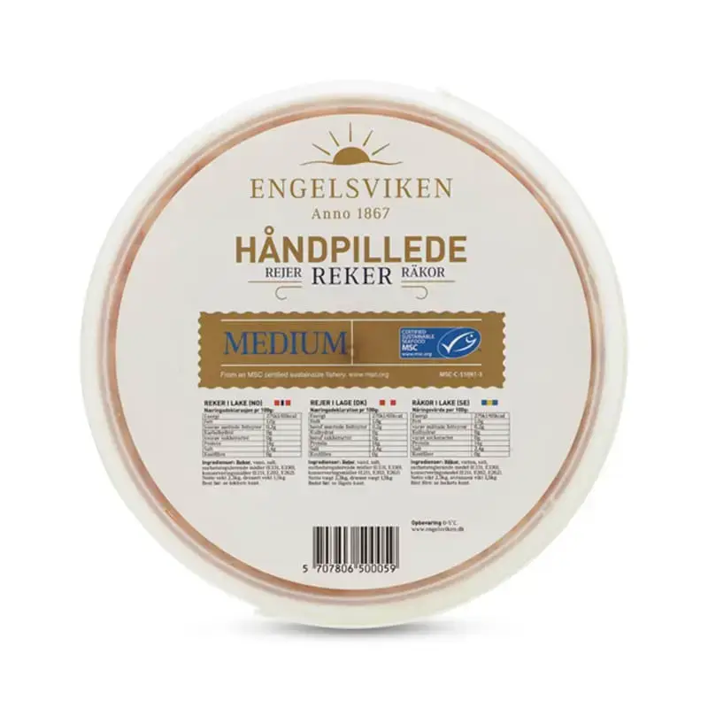 Handskalade Räkor i Lake Medium 1/2-Pall 120 x 1.5 kg från Engelsviken | #10650005HALVPALL | Skaldjur