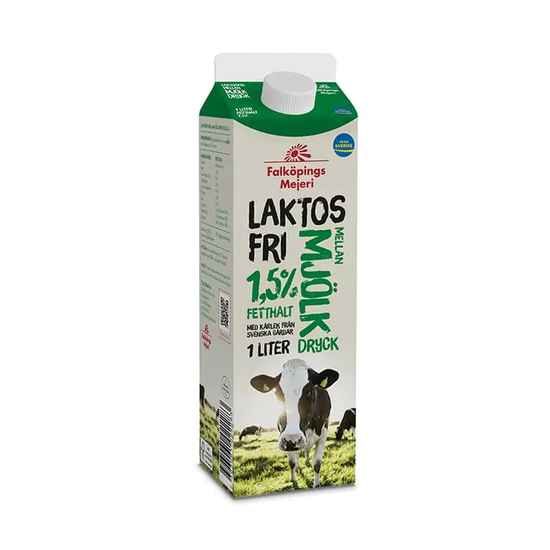 Mellanmjölkdryck Laktosfri 8 x 1 l från Falköpings Mejeri | #2246 | Mjölk