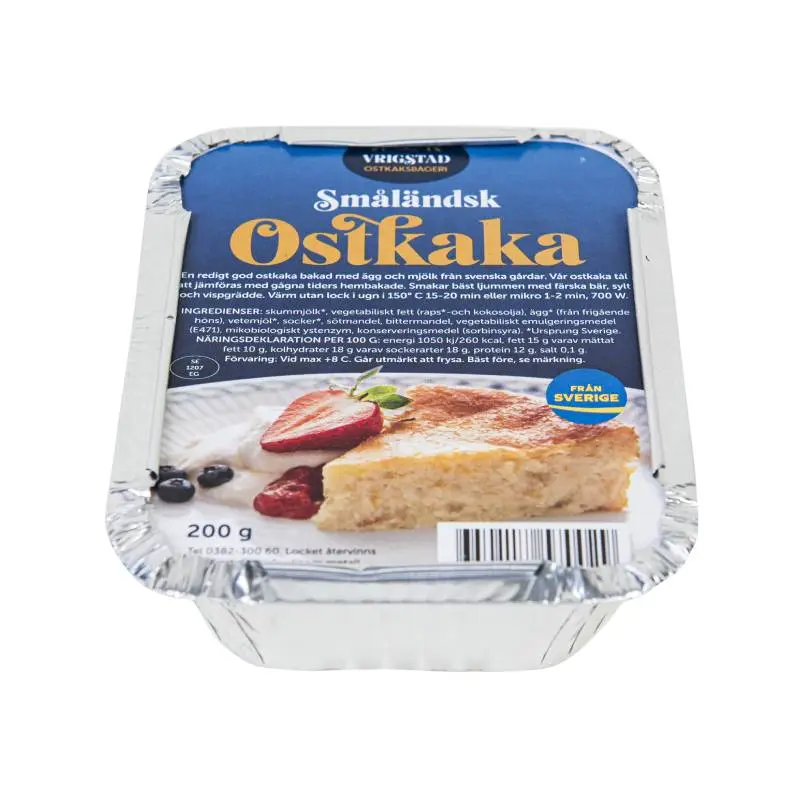 Ostkaka 20 x 200 g från Vrigstad Ostkaksbageri | #60200 | Ostkaka