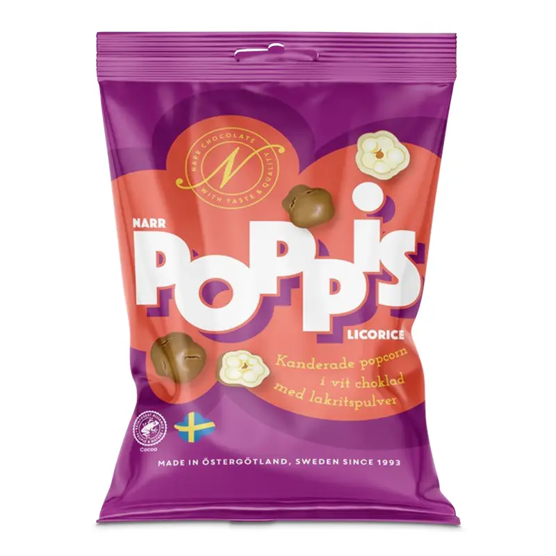 Poppis Licorice 12 x 90 g från Narr | #30113 | Choklad