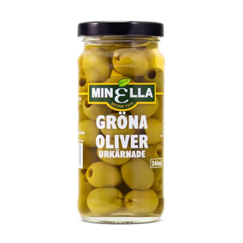 Gröna Oliver Urkärnade 12 x 220 g från Minella | #3042 | Oliver