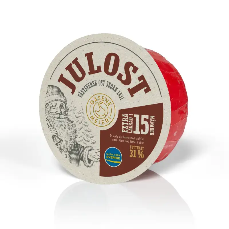Julost 31% Röd Vaxad 8 x 1 kg från Gäsene Mejeri | #311101 | Ost