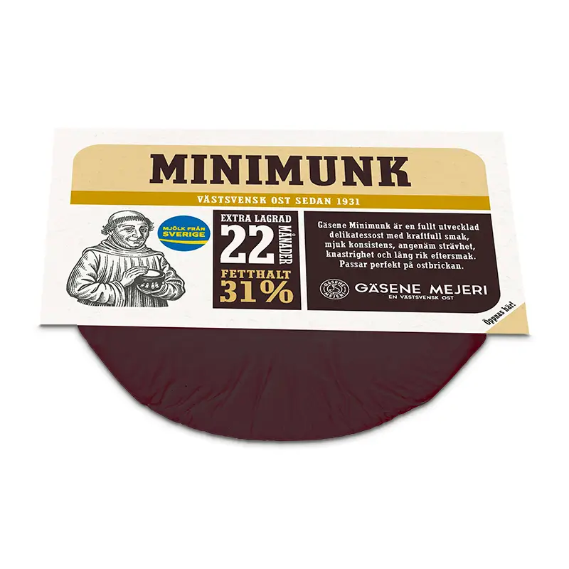 MiniMunk 31% Svart Vaxad 10 x 500 g från Gäsene Mejeri | #31668 | Ost