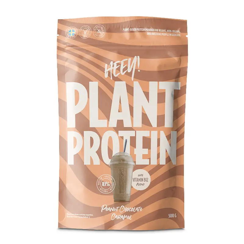 Veganskt Protein Jordnöt Choklad Karamell 500 g från Heey! | #321 | Proteinpulver & Tillskott