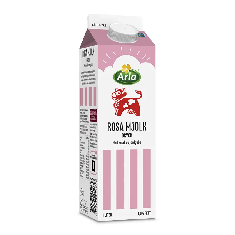 Rosa Mjölkdryck Jordgubb 1,0% 6 x 1 l från Arla Ko | #338270 | Mjölk