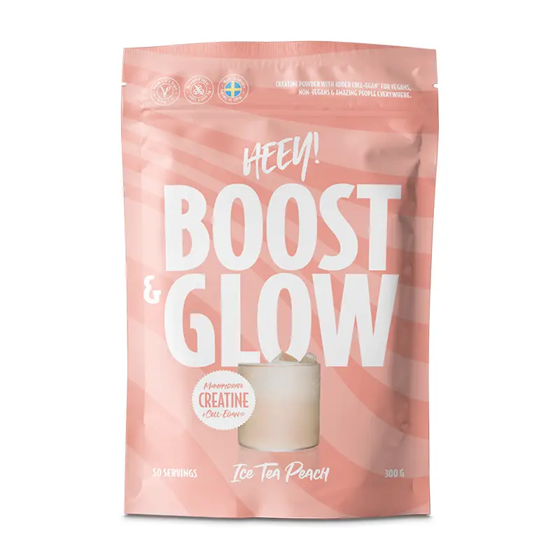 Boost & Glow Creatine + Coll-egan® Ice Tea Peach 300 g från Heey! | #352 | Proteinpulver & Tillskott