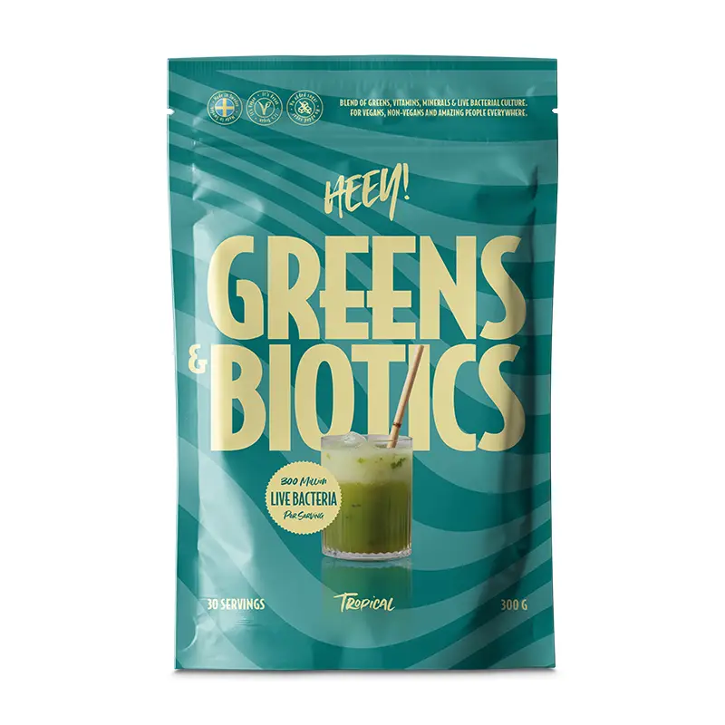 Greens & Biotics Superfood + Probiotics Tropical 300 g från Heey! | #369 | Proteinpulver & Tillskott