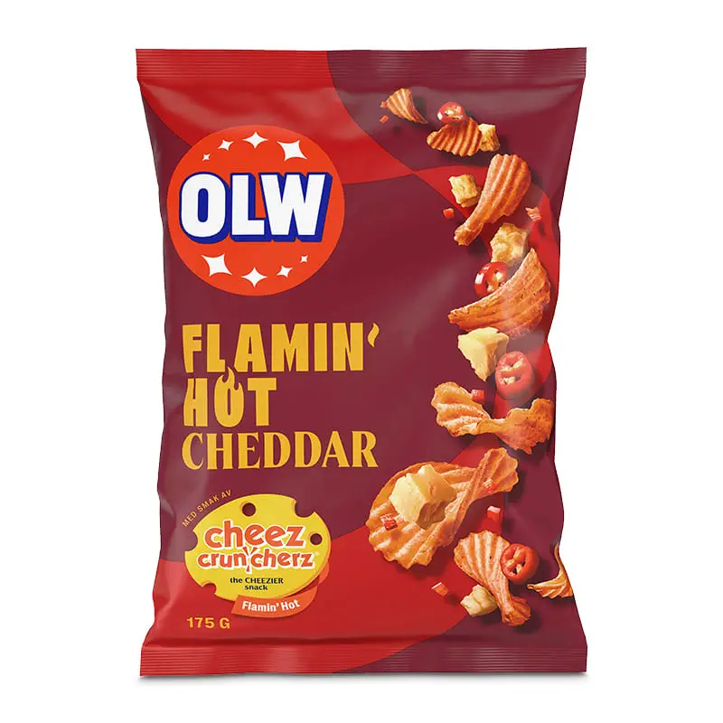 Chips Flamin Hot Cheddar 20 x 175 g från OLW | #5450101119 | Chips