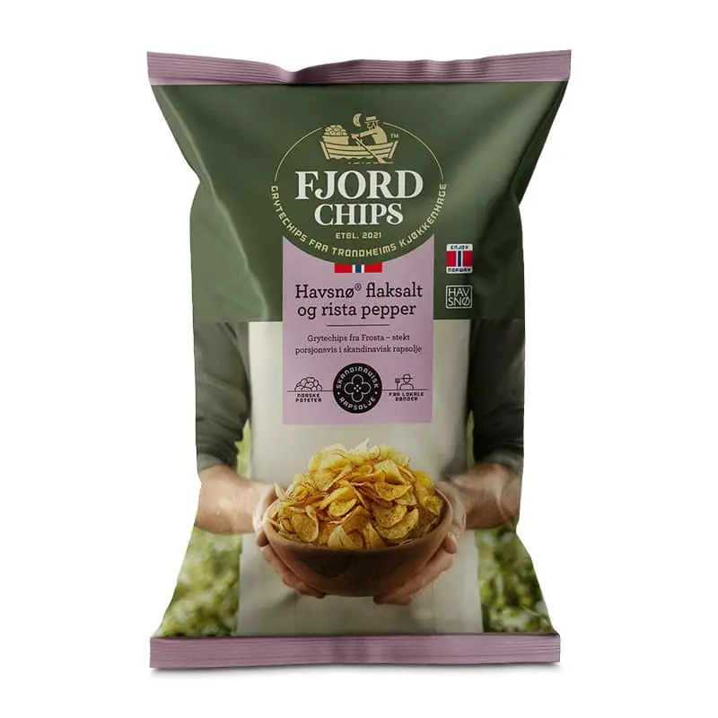 Chips Havsnø Flaksalt & Rista Pepper 10 x 150 g från Fjord Chips | #300023 | Chips