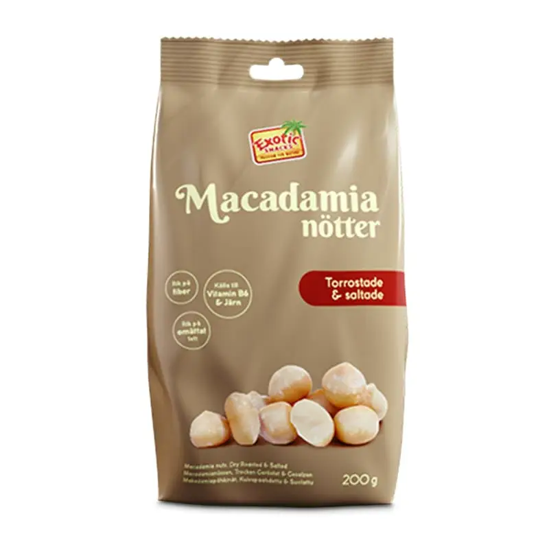 Macadamianötter Torrostade & Saltade 16 x 200 g från Exotic Snacks | #901 | Nötter