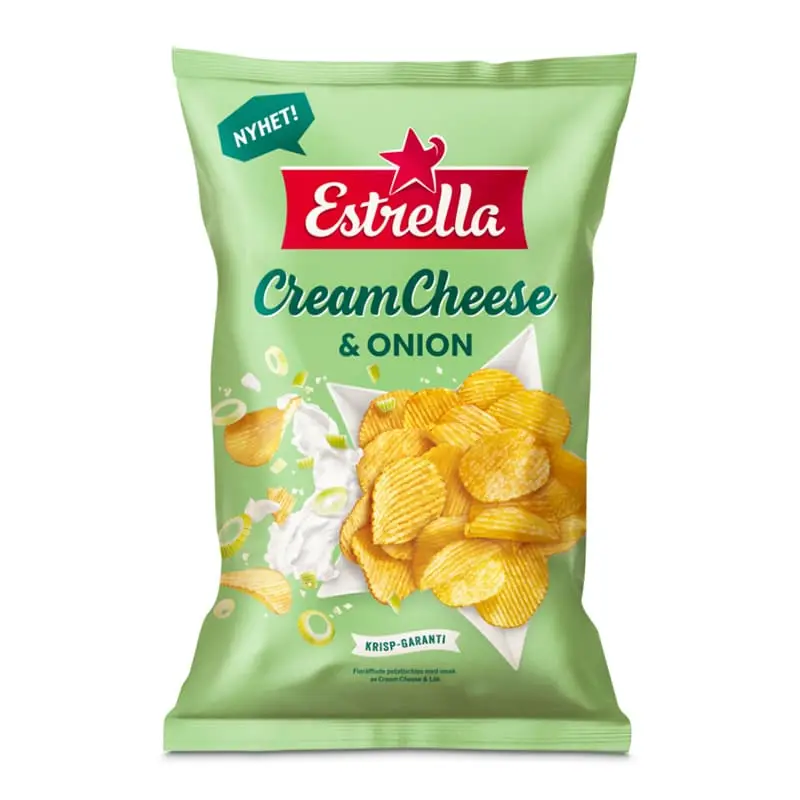 Chips Cream Cheese & Onion 18 x 275 g från Estrella | #10001878 | Chips