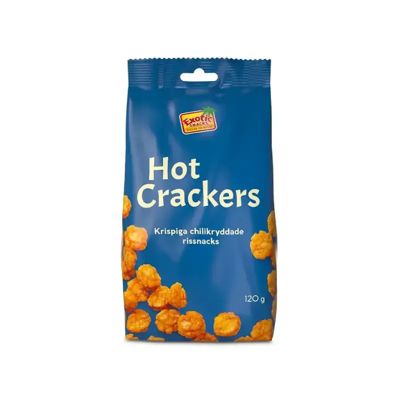 Hot Crackers 24 x 120 g från Exotic Snacks | #914 | Ostbågar & Former