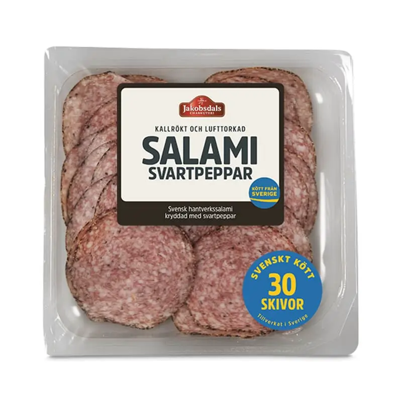 Salami Svartpeppar 10 x 80 g från Jakobsdals | #165 | Salami