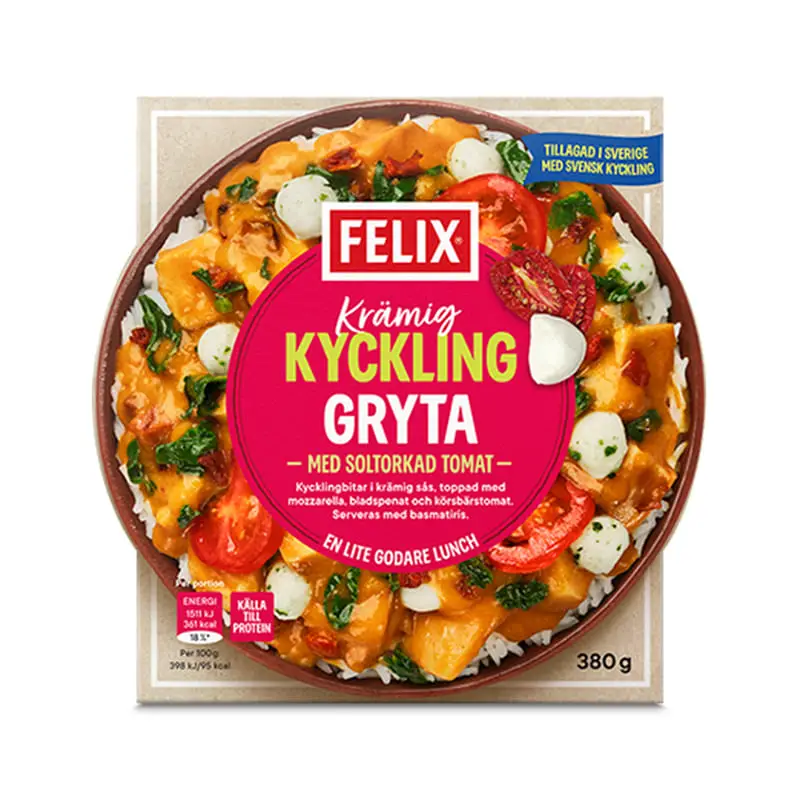 Krämig Kyckling Soltorkad Tomat 8 x 380 g från Felix | #510004285 | Färdiglagade måltider