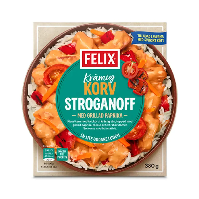 Krämig Korvstroganoff 8 x 380 g från Felix | #510004242 | Färdiglagade måltider