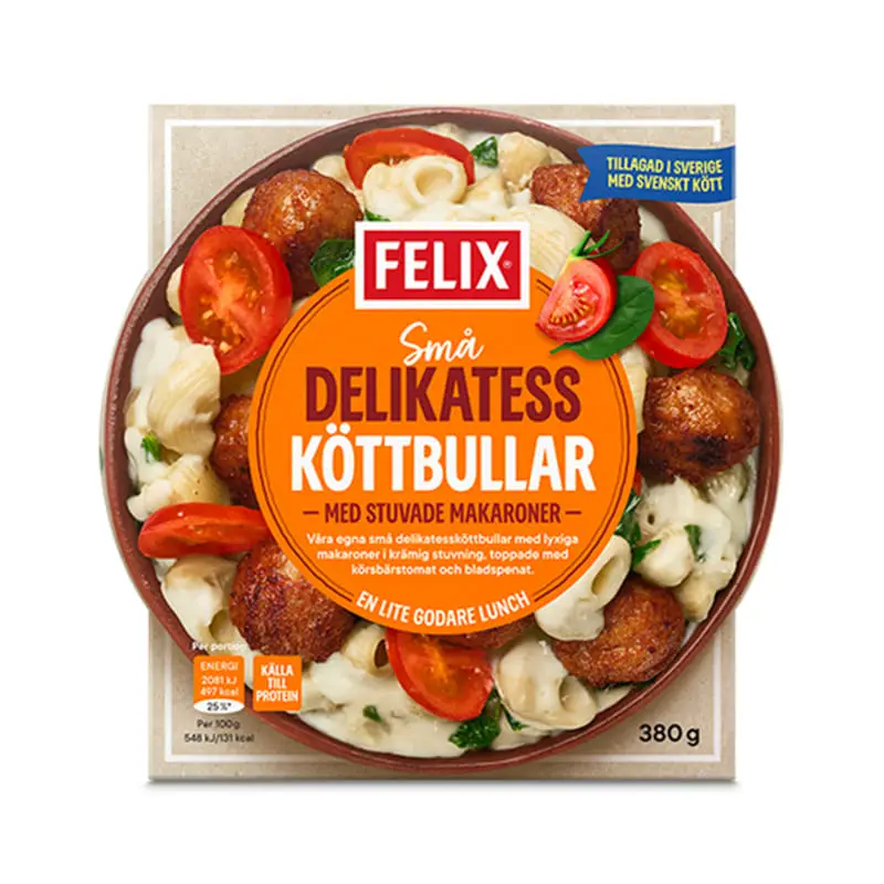 Delikatessköttbullar Stuvade Makaroner 8 x 380 g från Felix | #510004273 | Färdiglagade måltider